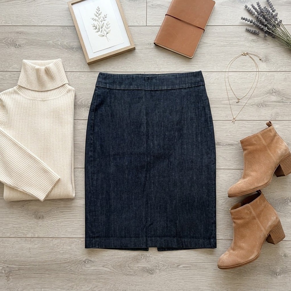 J.Crew Stretch Denim Pencil Skirt Dark Wash Indigo Size 2 RN77388